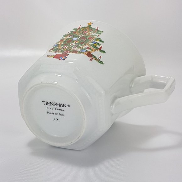 TIENSHAN (Fairfield) Fine China Mugs Teacups Christmas Tree & Cake Lifter - Picture 9 of 16